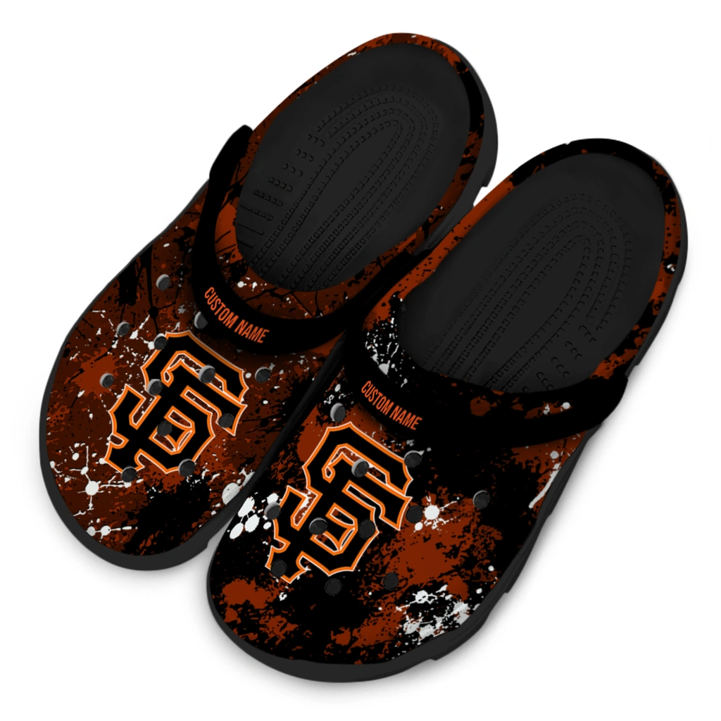 san-francisco-giants-clog-personalized-splatter-splash-orange-black-latest-model.webp