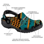 San Jose Sharks Clogs – Personalized Checkered Streaks Teal Black 1