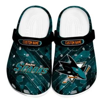 San Jose Sharks Clogs - Custom Circuit Geometry Teal Black