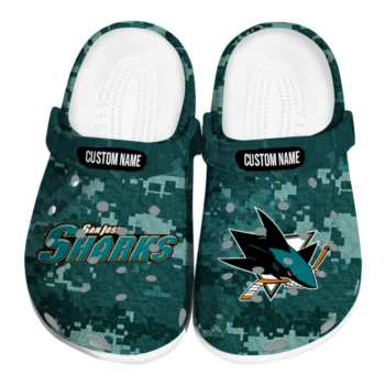San Jose Sharks Clogs - Custom Digital Camo Teal