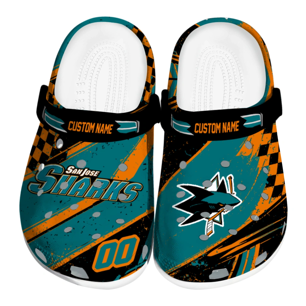 san-jose-sharks-clog-personalized-checkered-streaks-teal-black-best-selling.webp san jose sharks clog personalized checkered streaks teal black best selling