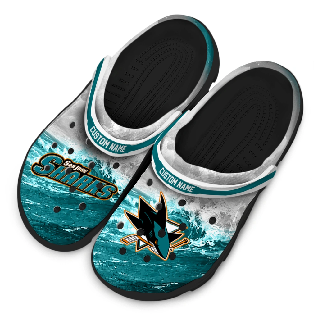 san-jose-sharks-clog-personalized-wave-swirl-teal-white-latest-model.webp