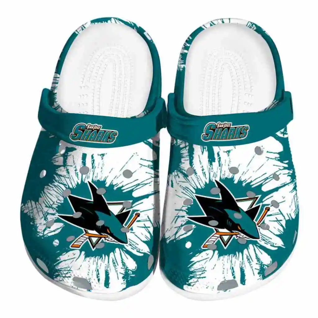 San Jose Sharks Clogs Splatter Graphics Best Selling San Jose Sharks Clogs Splatter Graphics Best Selling