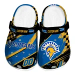 San Jose State Spartans Clogs - Custom Checkered Streaks Blue Black 1 san-jose-state-spartans-clog-custom-checkered-streaks-blue-black-best-selling.webp