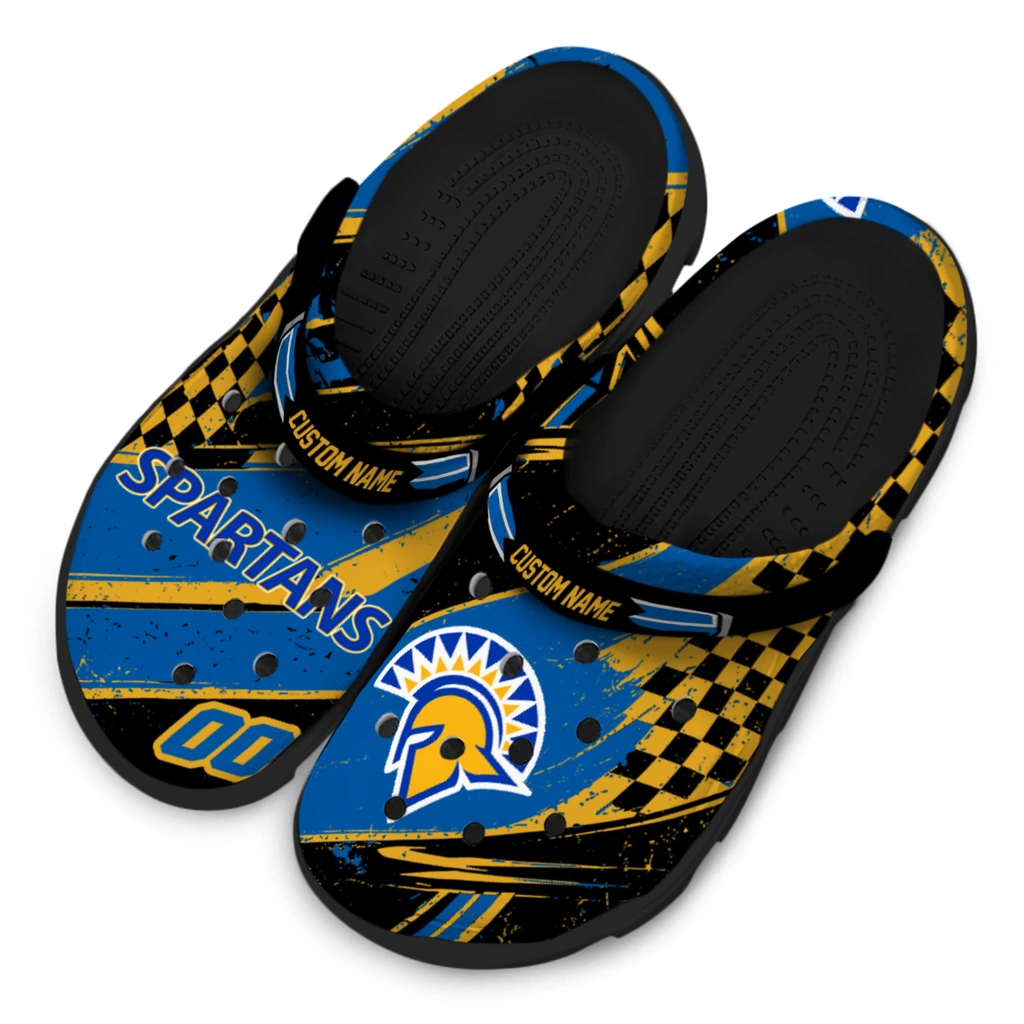 san-jose-state-spartans-clog-custom-checkered-streaks-blue-black-latest-model.webp