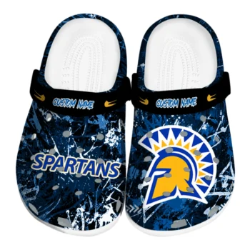 San Jose State Spartans Clogs - Custom Graffiti Burst Blue Black