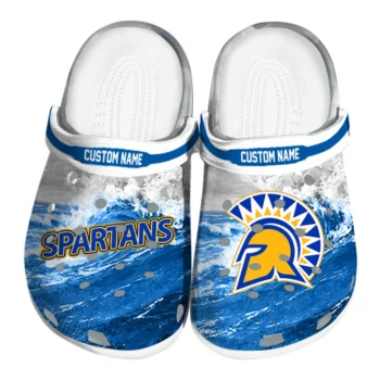 San Jose State Spartans Clogs - Custom Wave Swirl Blue White