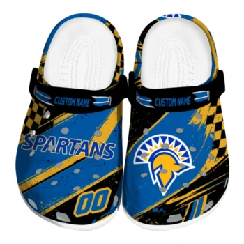 San Jose State Spartans Clogs - Customized Circuit Geometry Blue Black