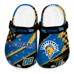 San Jose State Spartans Clogs – Custom Checkered Streaks Blue Black 1