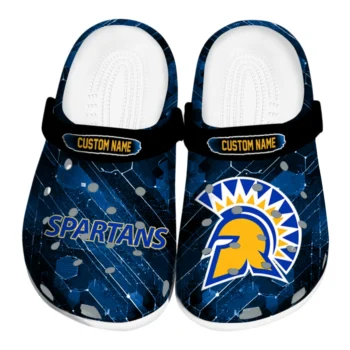 San Jose State Spartans Clogs - Customized Circuit Geometry Blue Black