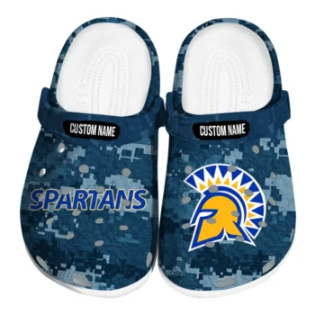 San Jose State Spartans Clogs - Customized Digital Camo Blue