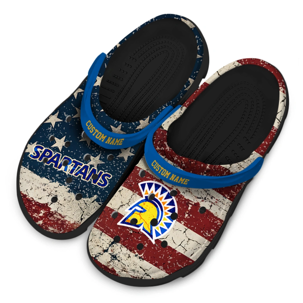 san-jose-state-spartans-clog-customized-distressed-stripes-blue-red-blue-latest-model.webp