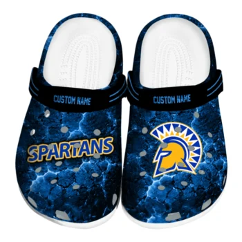 San Jose State Spartans Clogs - Personalized Cracked Energy Blue Black
