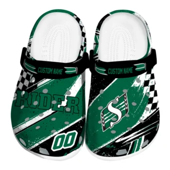 Saskatchewan Roughriders Clogs - Custom Circuit Geometry Green Black