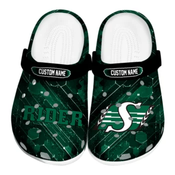 Saskatchewan Roughriders Clogs - Custom Circuit Geometry Green Black