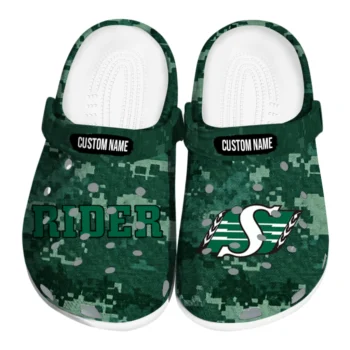 Saskatchewan Roughriders Clogs - Custom Digital Camo Green