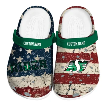 Saskatchewan Roughriders Clogs - Custom Distressed Stripes Green Red Blue