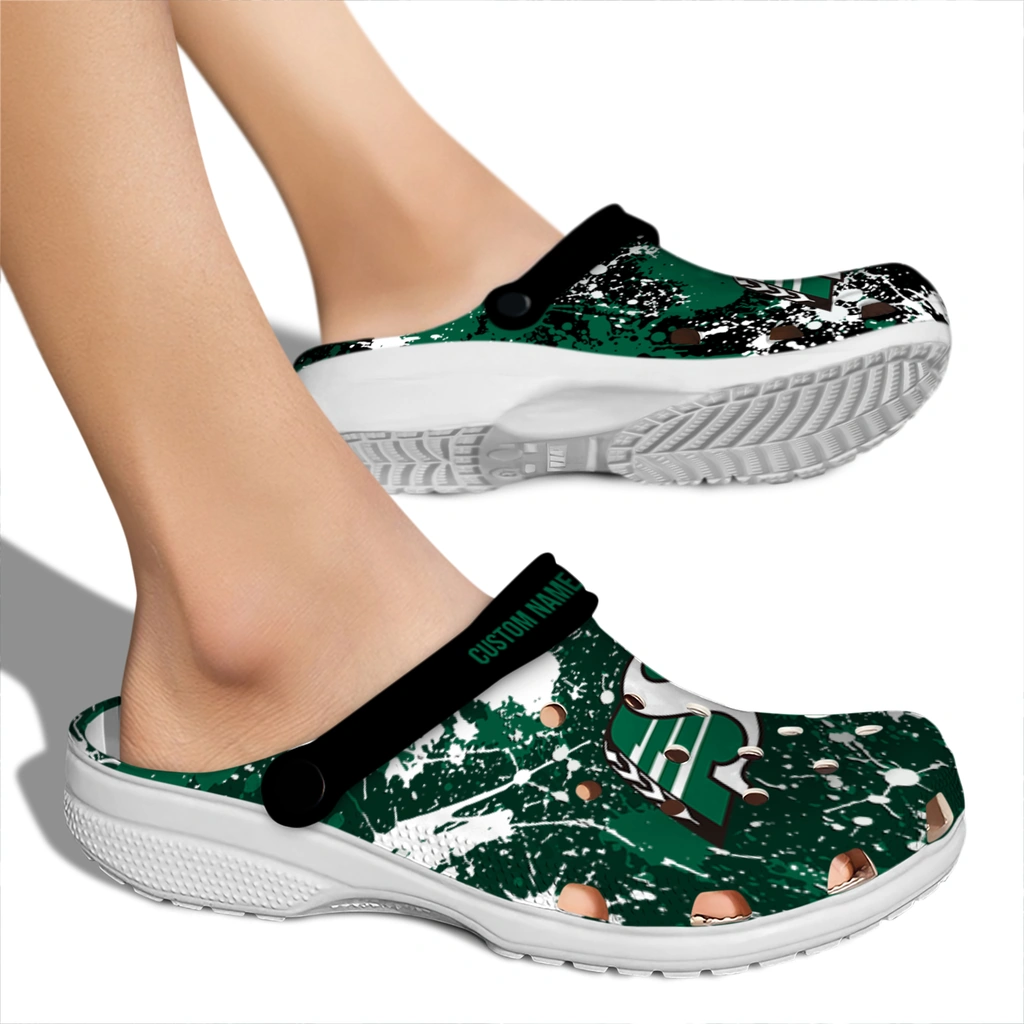 saskatchewan-roughriders-clog-customized-splatter-splash-green-black-fashion-forward.webp