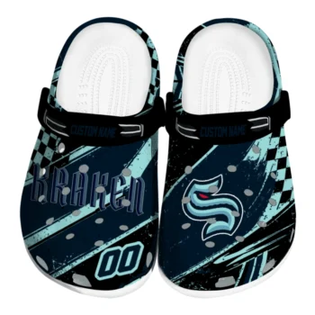 Seattle Kraken Clogs - Custom Checkered Streaks Blue Black