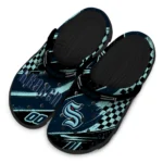 Seattle Kraken Clogs – Custom Checkered Streaks Blue Black 1