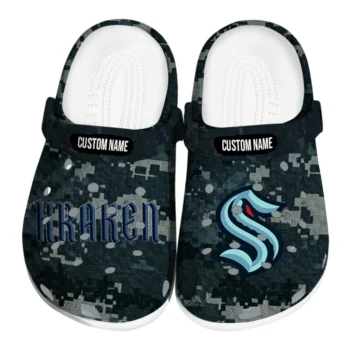 Seattle Kraken Clogs - Customized Digital Camo Blue