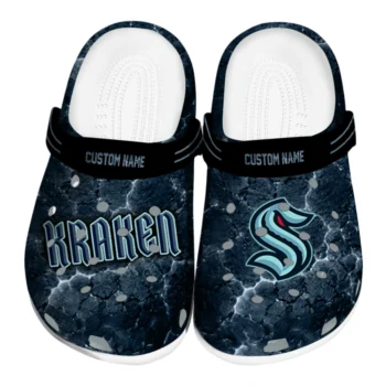 Seattle Kraken Clogs - Personalized Cracked Energy Blue Black