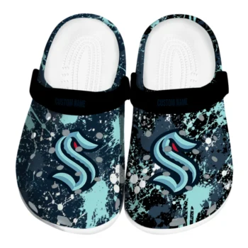 Seattle Kraken Clogs - Personalized Splatter Splash Blue Black