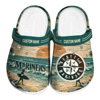 Seattle Mariners Clogs - Custom Wave Scene Fir Green