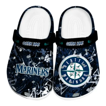 Seattle Mariners Clogs - Customized Graffiti Burst Navy Blue Black