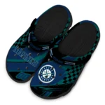 Seattle Mariners Clogs – Personalized Circuit Geometry Navy Blue Black 1