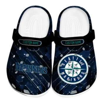 Seattle Mariners Clogs - Personalized Circuit Geometry Navy Blue Black