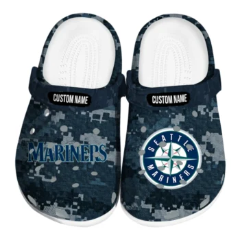 Seattle Mariners Clogs - Personalized Digital Camo Navy Blue