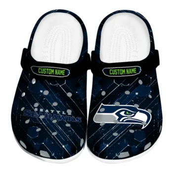 Seattle Seahawks Clogs - Custom Circuit Geometry Blue Black