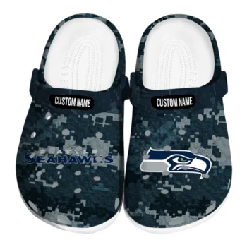 Seattle Seahawks Clogs - Custom Digital Camo Blue