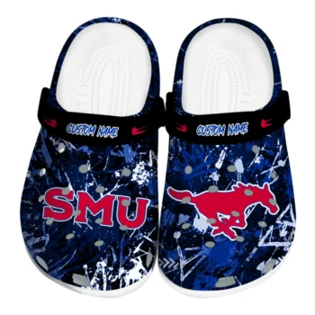 SMU Mustangs Clogs - Custom Graffiti Burst Blue Black