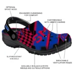 SMU Mustangs Clogs – Custom Checkered Streaks Blue Black 1