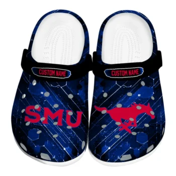 SMU Mustangs Clogs - Customized Circuit Geometry Blue Black