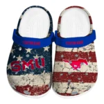 SMU Mustangs Clogs - Customized Distressed Stripes Blue Red Blue 1 smu-mustangs-clog-customized-distressed-stripes-blue-red-blue-best-selling.webp