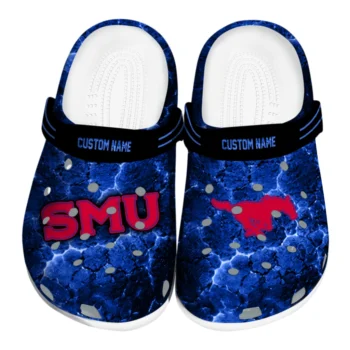 SMU Mustangs Clogs - Personalized Cracked Energy Blue Black