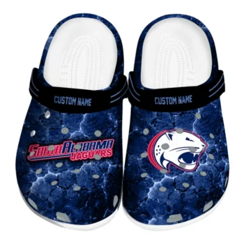 South Alabama Jaguars Clogs - Customized Cracked Energy Blue Black
