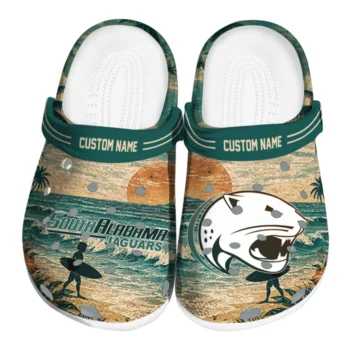 South Alabama Jaguars Clogs - Customized Wave Scene Fir Green