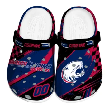 South Alabama Jaguars Clogs - Personalized Checkered Streaks Blue Black
