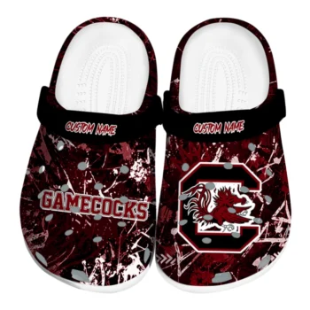 South Carolina Gamecocks Clogs - Custom Graffiti Burst Garnet Black