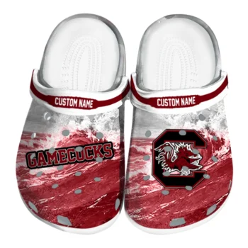 South Carolina Gamecocks Clogs - Custom Wave Swirl Garnet White
