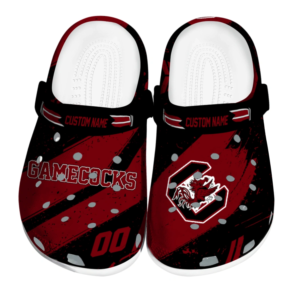 South Carolina Gamecocks Clogs - Custom Checkered Streaks Garnet Black 1 south carolina gamecocks clog customized checkered streaks garnet black best selling