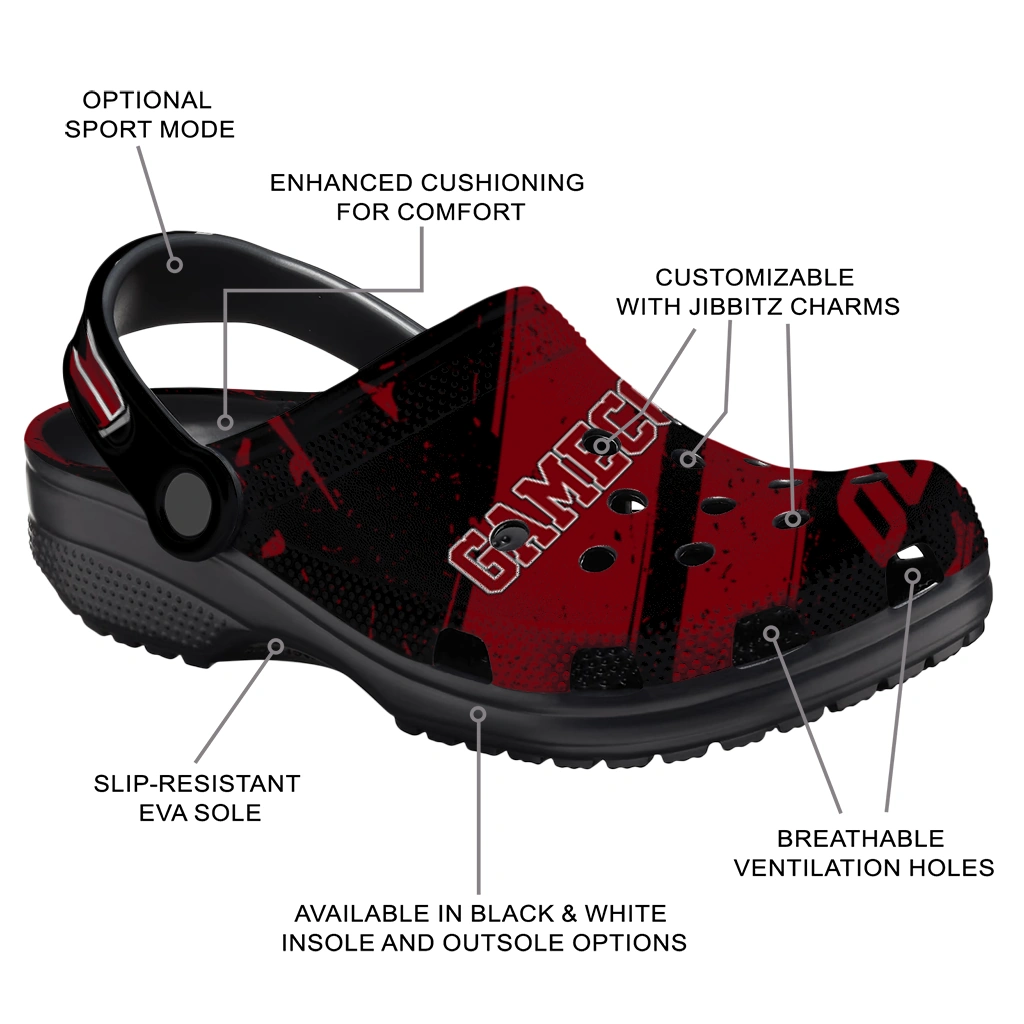 South Carolina Gamecocks Clogs - Custom Checkered Streaks Garnet Black 5