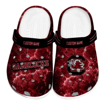 South Carolina Gamecocks Clogs - Personalized Cracked Energy Garnet Black
