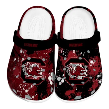 South Carolina Gamecocks Clogs - Personalized Splatter Splash Garnet Black