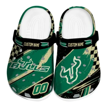 South Florida Bulls Clogs - Custom Checkered Streaks Green Black