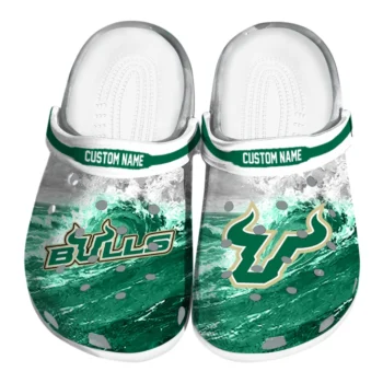 South Florida Bulls Clogs - Custom Wave Swirl Green White